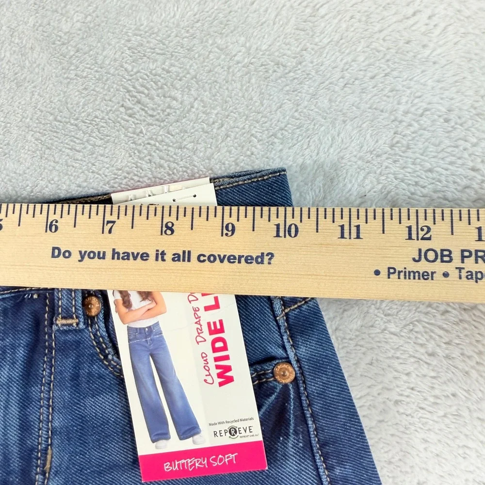 Jordache Girls Cloud Drape Wide Leg Denim Jeans Dark Enzyme Stretch Size 5 NWT